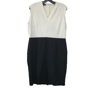 Talbots Sleeveless V Neck Black Colorblock Sleeveless Sheath Dress 12 *AS IS*